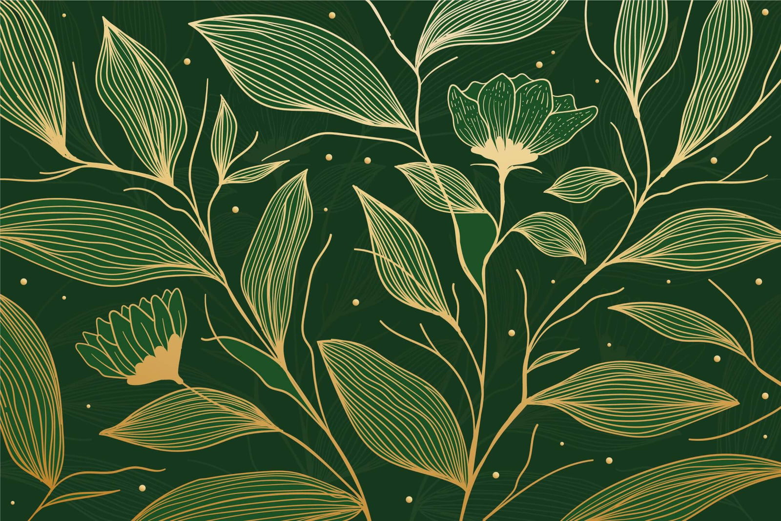 Foliage Wallpaper - Golden Plant Elegance
