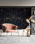 Geometric Wallpaper - Elegant Golden Curves