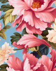 Papier peint fleuri - pivoines multicolores rétro