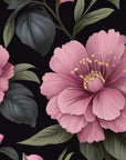 Floral Wallpaper - Large Pink Peonies on Black Background