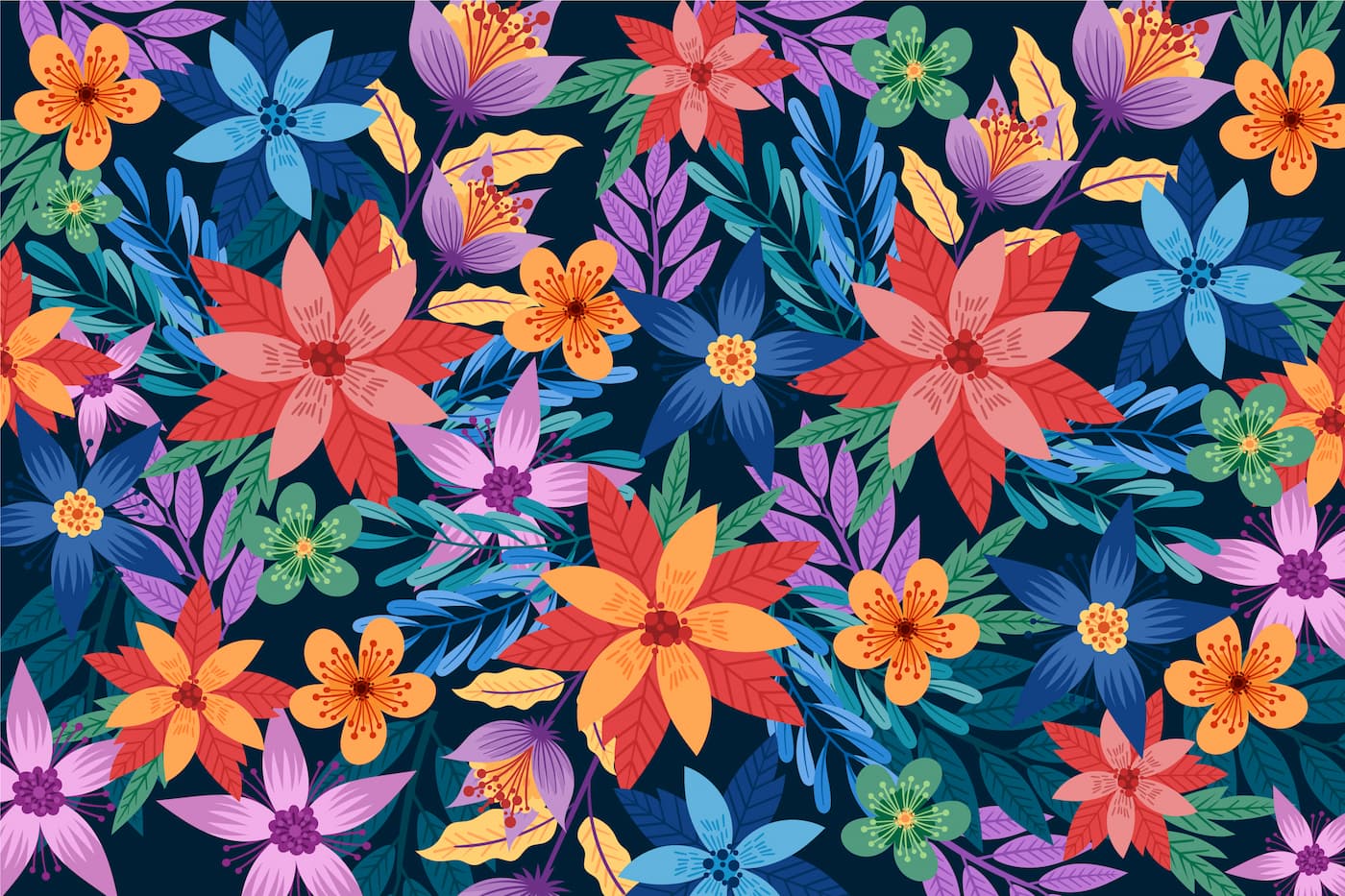 Papier Peint Floral - Explosion de Couleurs