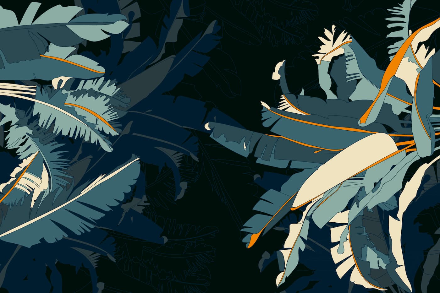 Tropical Wallpaper - Night Banana Trees