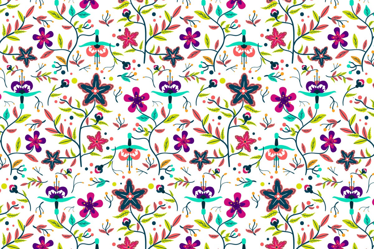 Papier Peint Enfant - Motifs Floraux Colorés