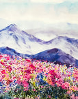 Mountain Wallpaper - Watercolor Floral Landscape