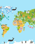 Papier Peint Enfant - Carte Du Monde Des Animaux