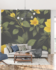 Floral Wallpaper - Yellow Flowers on Black Background