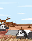 Papier Peint Enfant - Pandas Joueurs dans la Forêt de Bambous