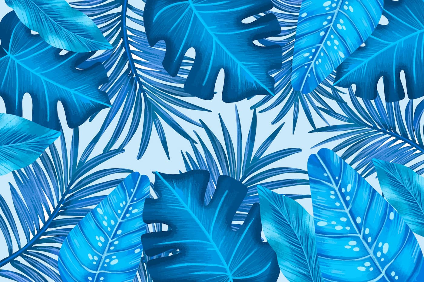 Tropical Wallpaper - Intense Blue