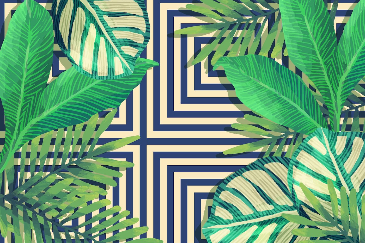 Geometric Wallpaper - Jungle and Modern Lines