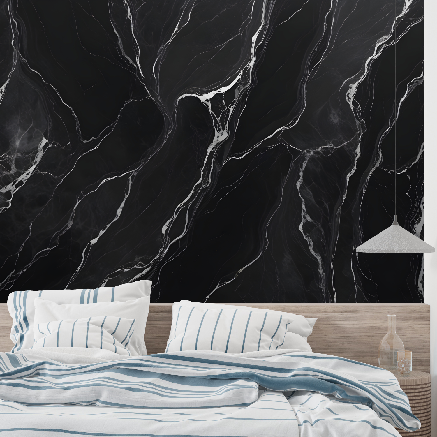 Papier Peint Pierre - Marbre Noir Éclatant