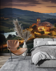 Wallpaper - Village on a Hilltop and Castle at Sunset