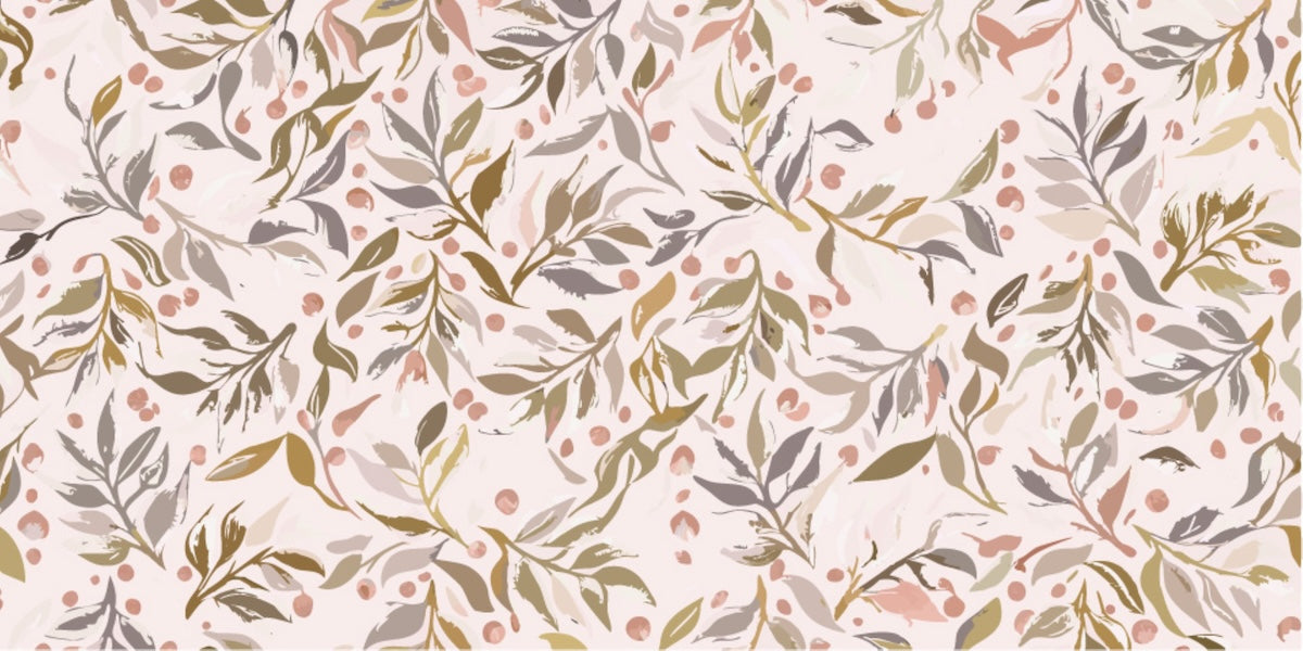 Papier peint fleuri - feuillage vintage pastel