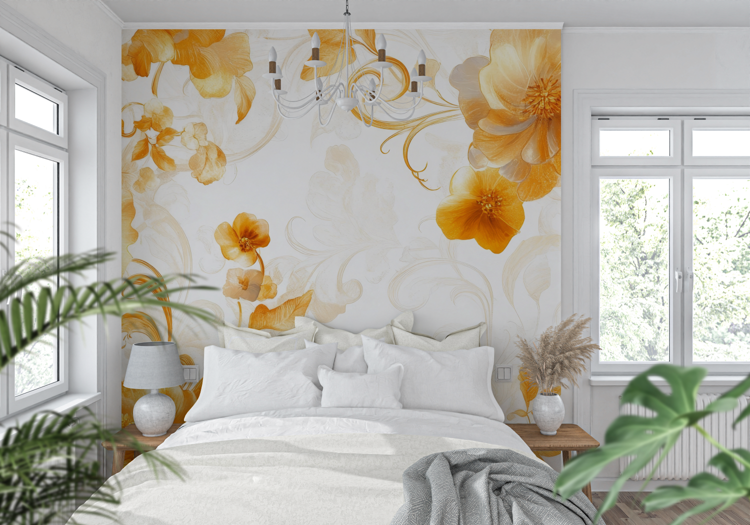 Papier Peint Art & Déco - Tapisserie de Fleurs de Safran