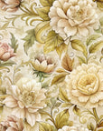 Papier peint fleuri - pivoines dorées classiques