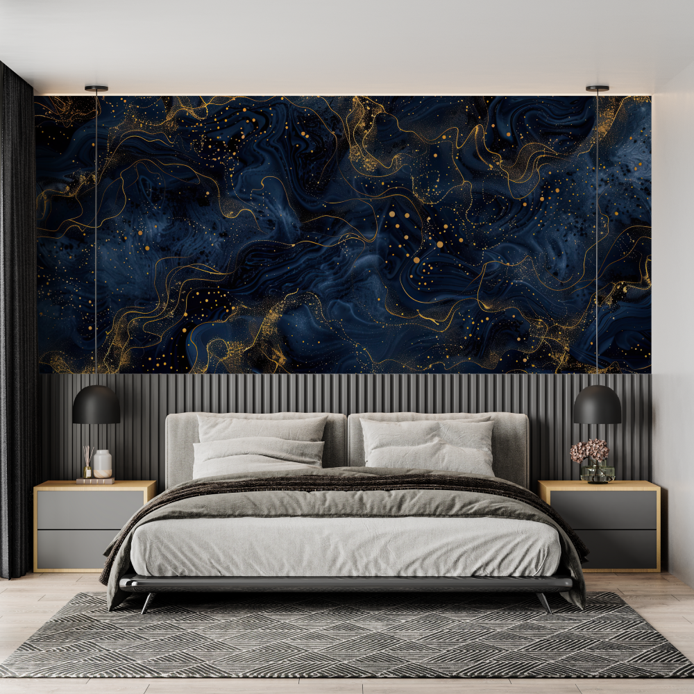 Papier Peint Art & Déco - Tourbillon de Nuit Dorée