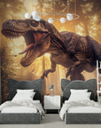 Papier Peint Animaux - T-Rex dans la Brume Forestière