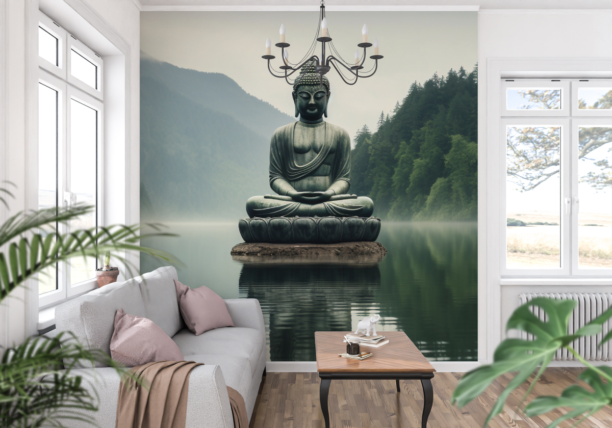 Japansk tapet - Zen-buddha i meditation ved søen