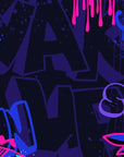 Papier peint graffiti - tags urbains bleu et violet