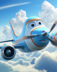 Papier Peint Enfant - Avion Et Nuages Flottants