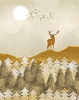 Papier peint animaux - cerfs dans la forêt dorée