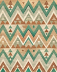 Papier peint géométrique - motifs ethniques et zigzags verts