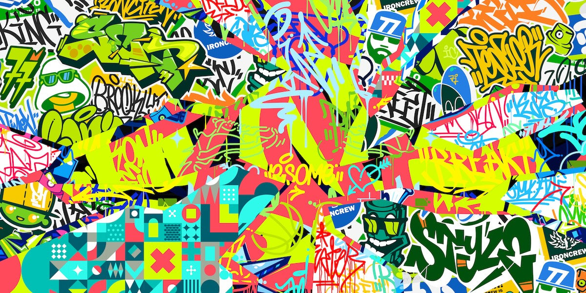 Papier peint graffiti - fresque de street art multicolore