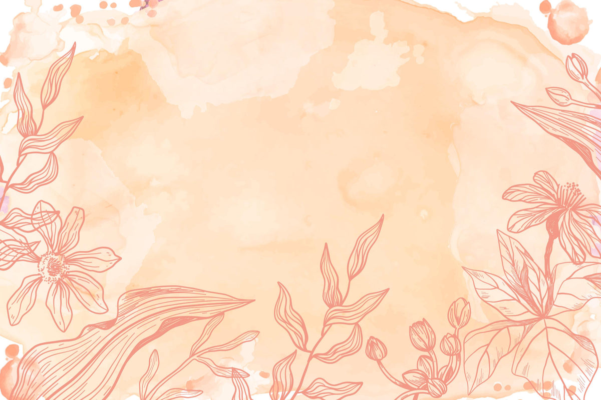 Papier peint fleuri - Contours roses sur fond pêche