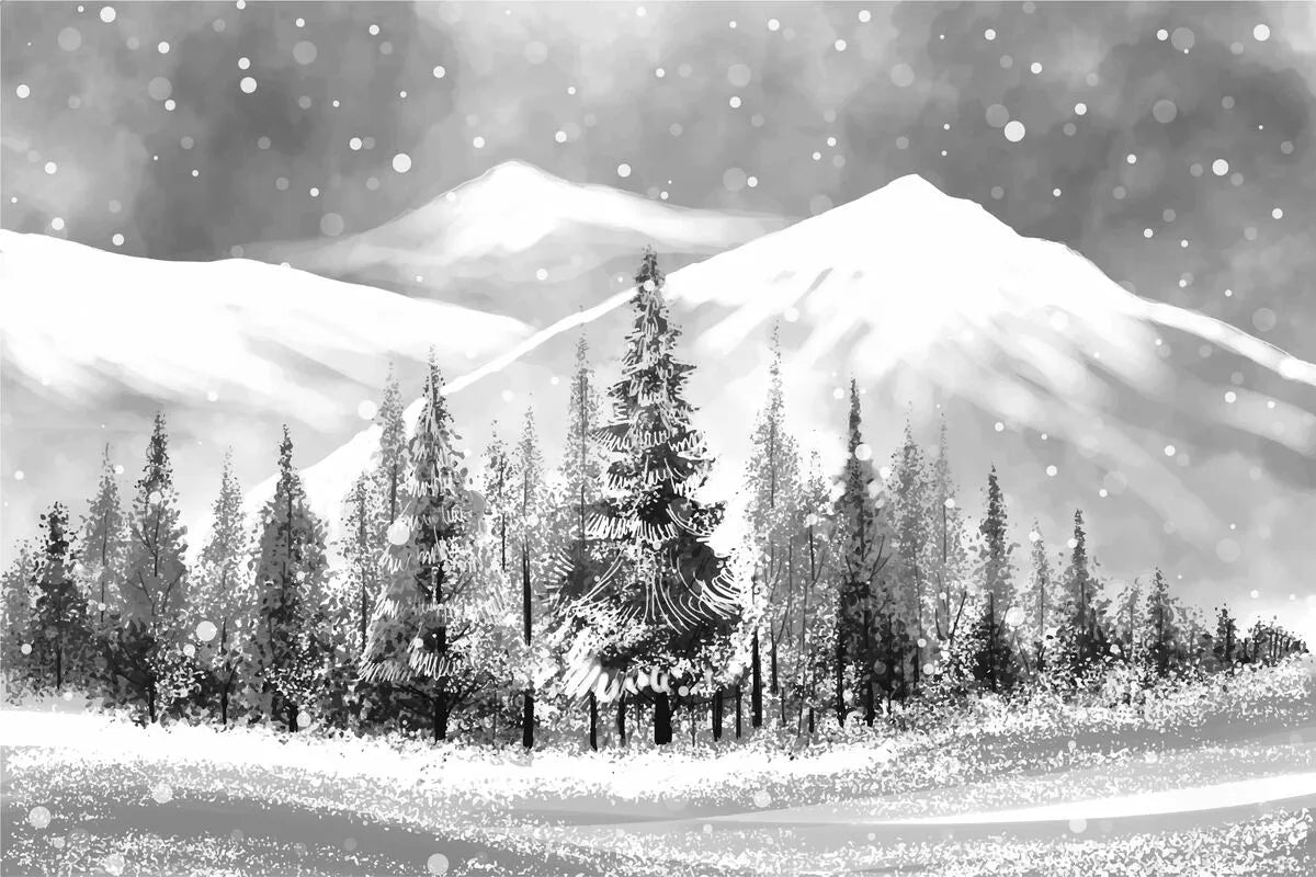 Black and White Wallpaper - Snow in the Mountains