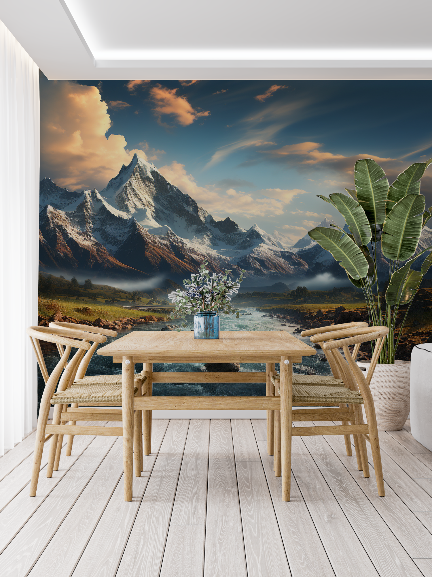 Papier Peint Paysage - Vallée et Rivière de Montagne
