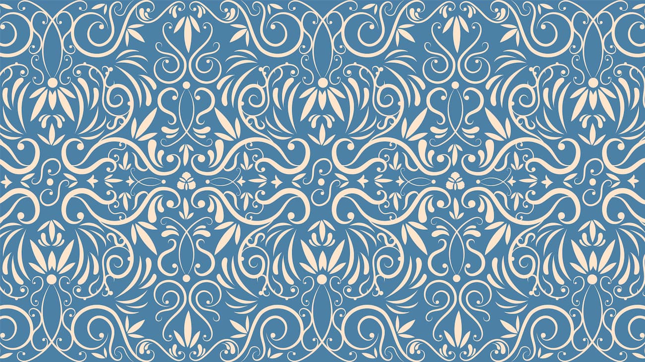 Papier Peint Baroque - Treillis Bleu Et Blanc