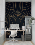 Geometric Wallpaper - Elegant Golden Curves