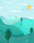 Nature wallpaper – Gentle illustration of rolling green hills