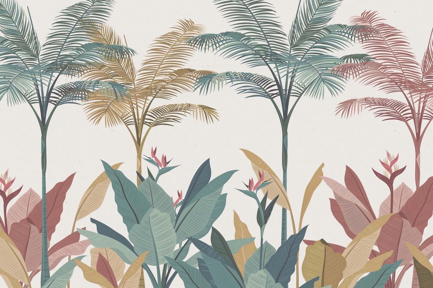 Papier Peint Tropical - Feuillage Illustré