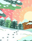 Papier peint Enfant – Paysage hivernal soleil et traces pas