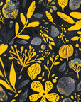 Floral Wallpaper - Lemon Yellow Flowers and Foliage