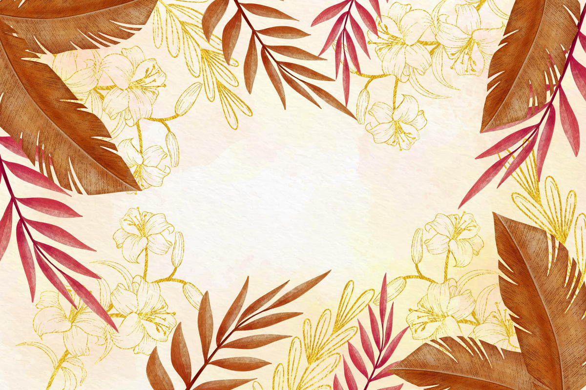 Papier peint feuillage - Feuilles d'automne autour d'un fond blanc