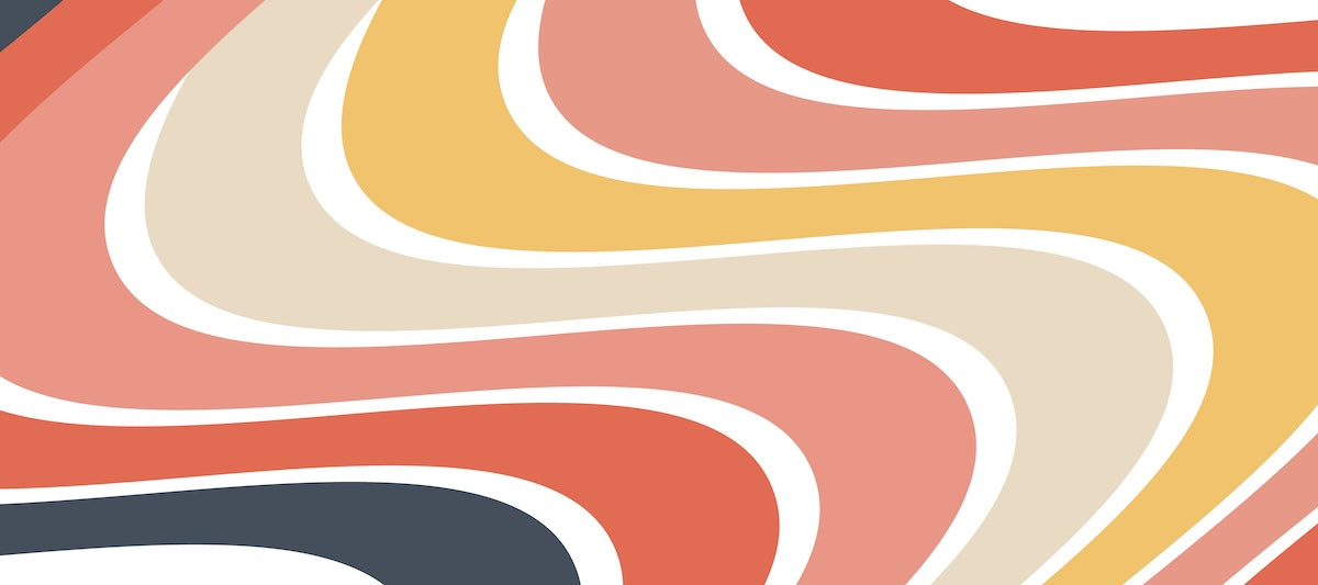 Papier peint rétro - grandes vagues orange et beige