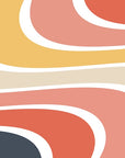 Papier peint rétro - grandes vagues orange et beige