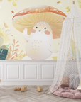 Papier Peint Enfant – Champignon Sourire dans un Jardin Onirique