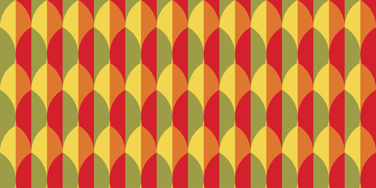 Papier peint rétro - motifs géométriques orange et jaune