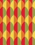Papier peint rétro - motifs géométriques orange et jaune