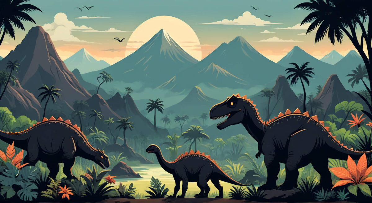 Dyrevægmønster - Dinosaurer i den grønne panoramadalie