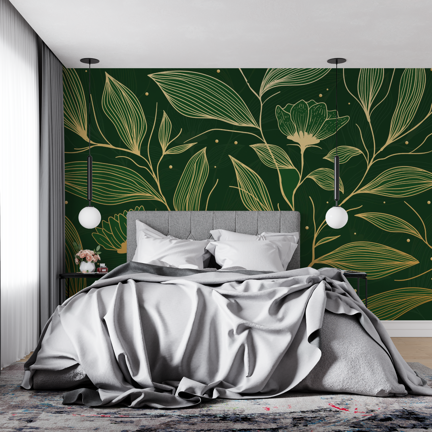 Foliage Wallpaper - Golden Plant Elegance
