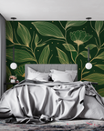 Foliage Wallpaper - Golden Plant Elegance