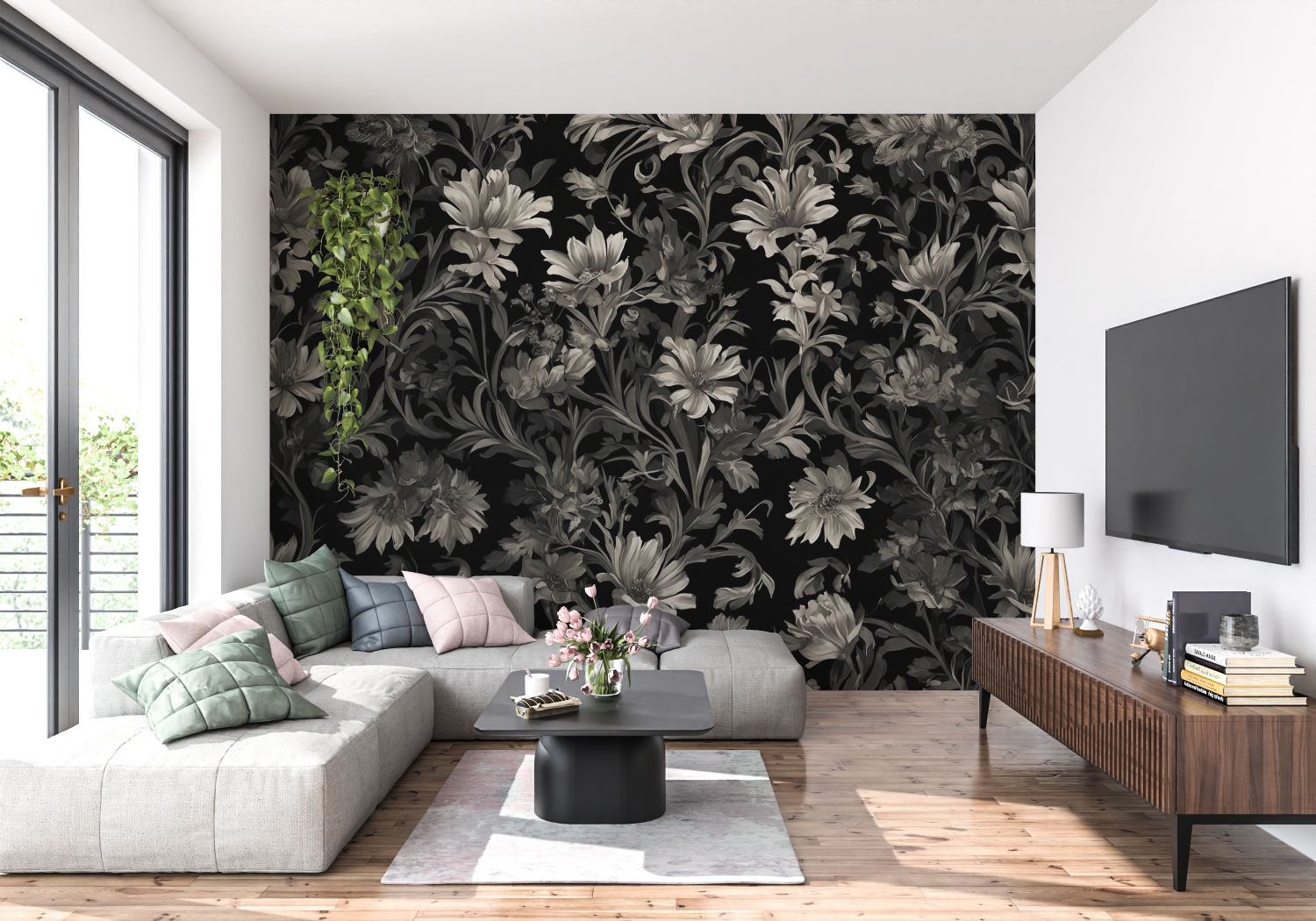 Black Floral Wallpaper
