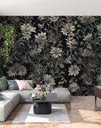 Floral Wallpaper - Small White Flowers on a Black Background