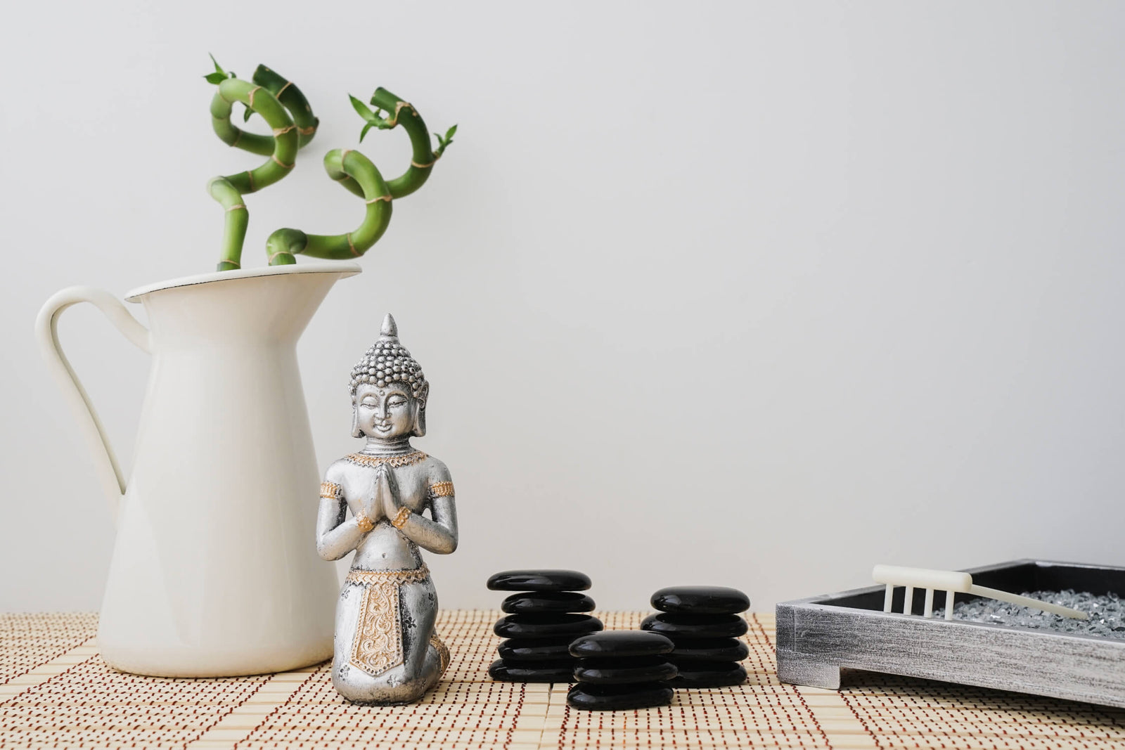 Japanese Wallpaper - Buddha Statue and White Zen Decor