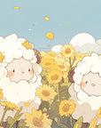Papier Peint Enfant – Moutons Douillets dans un Champ de Tournesols