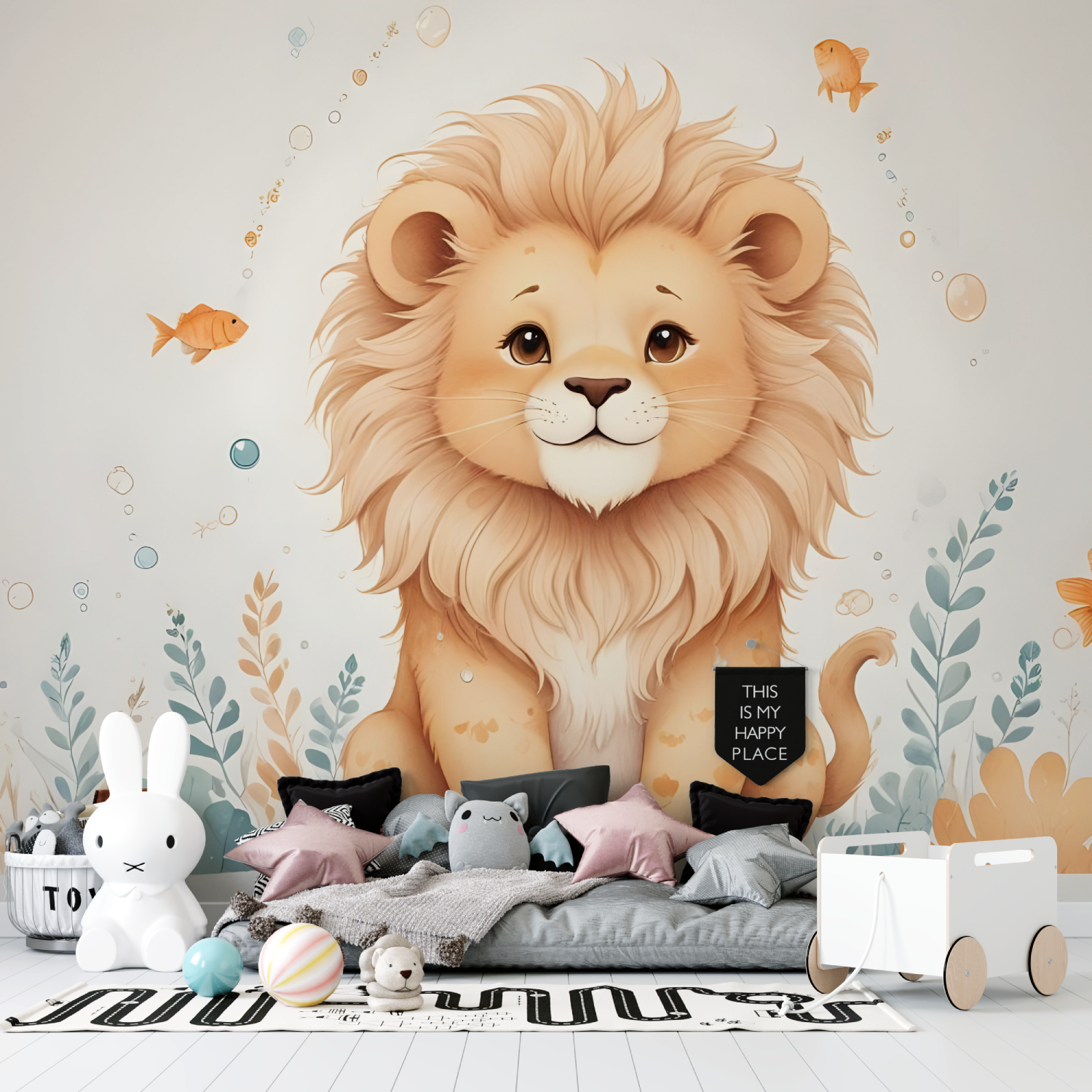 Children's Wallpaper - Cute Lion Cub in the Savannah