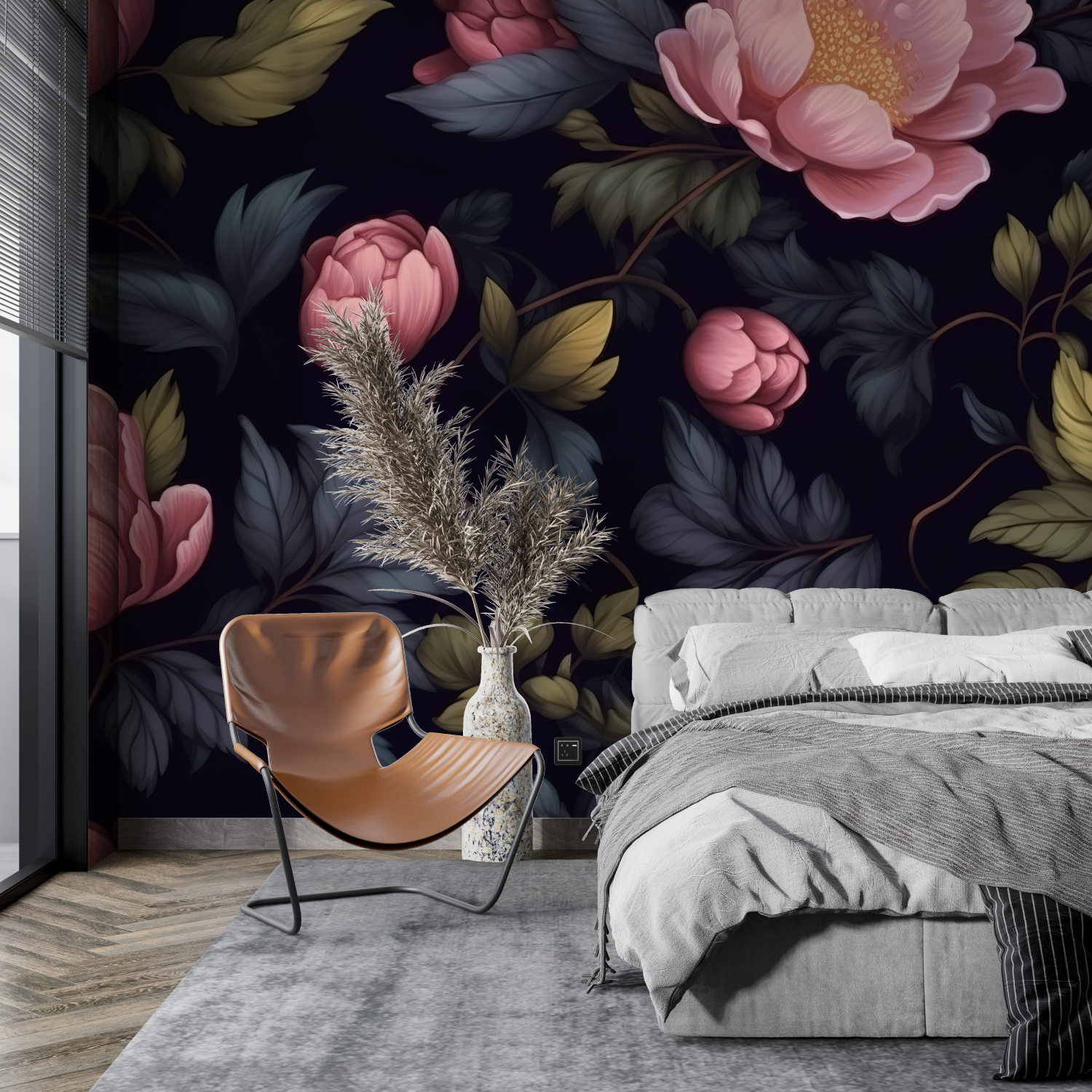 Floral Wallpaper - Night Peony Flowers